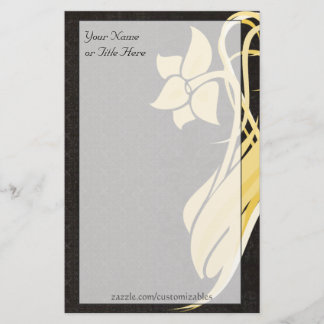 Papelería Stationery de flores doradas