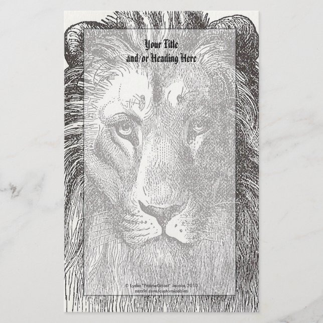 Papelería Stationery de leones de época (Anverso)