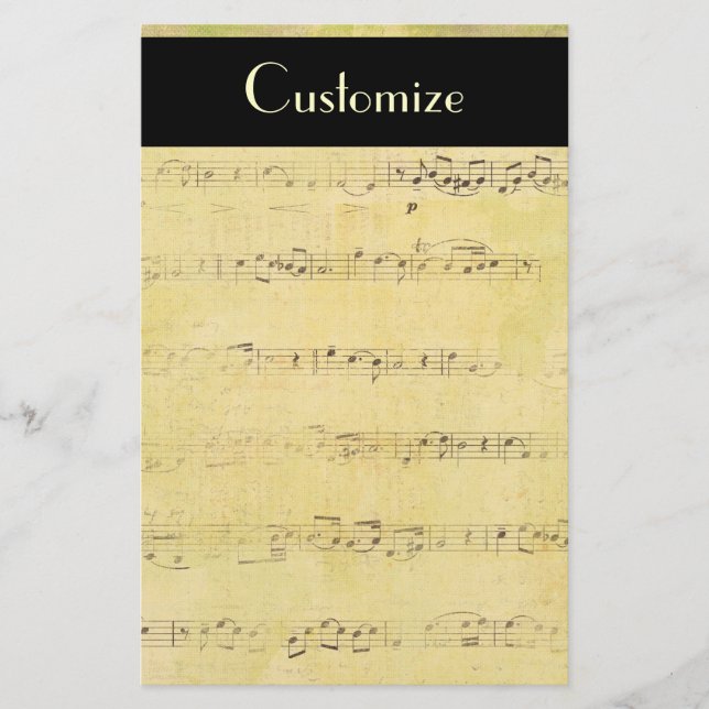 Papelería Stationery de notas musicales antiguas de Grunge (Anverso)