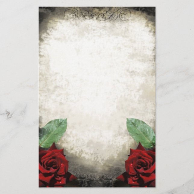 Papelería Stationery de Rosa gótico vintage (Anverso)