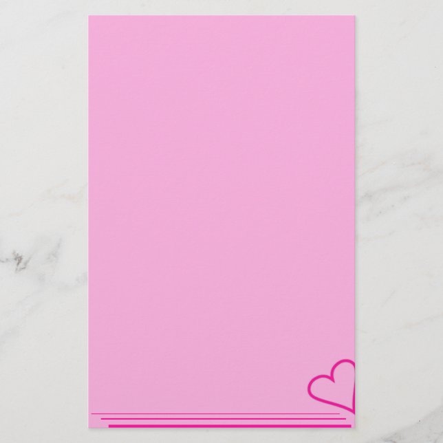Papelería Stationery del corazón rosado (Anverso)