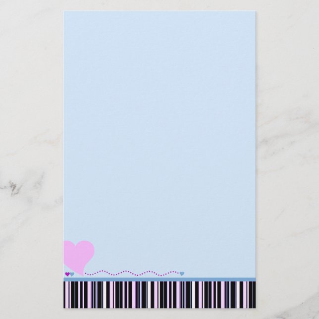 Papelería Stationery del corazón rosado (Anverso)