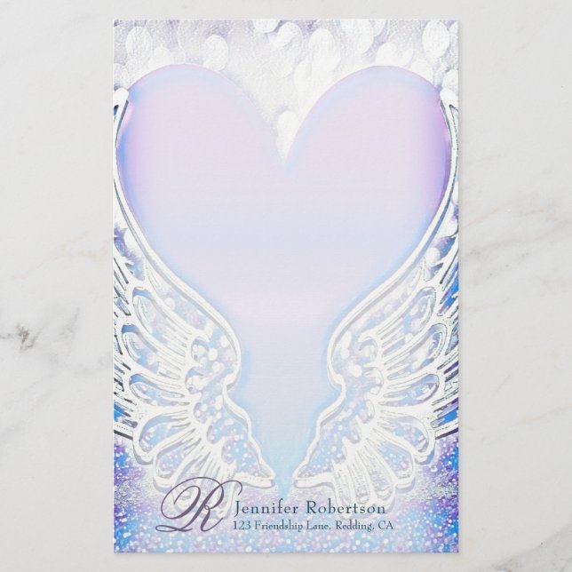 Papelería Stationery en Monograma del Corazón y el Ángel (Anverso)