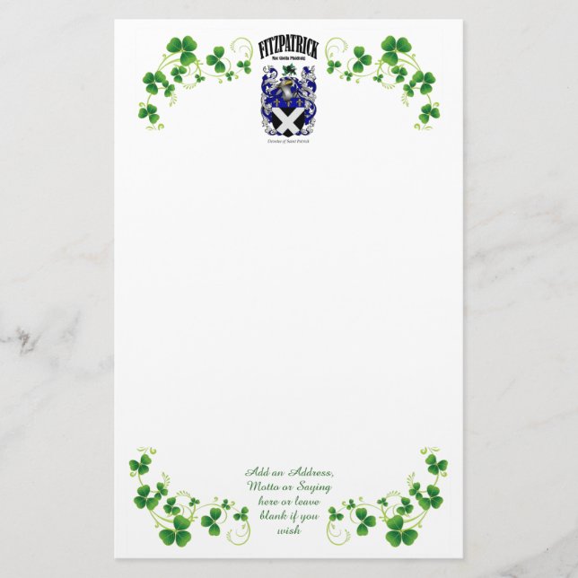 Papelería Stationery Fitzpatrick Heading Notepaper (Anverso)