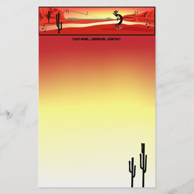Papelería Stationery Kokopelli Sunset (Anverso)