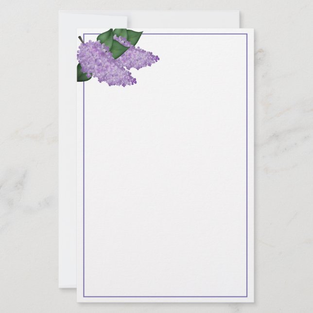Papelería Stationery-Lilacs Stationery (Anverso)