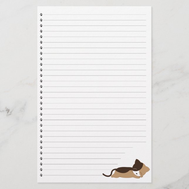 Papelería Stationery Mascota de Sleeping Kitty Lined (Anverso)