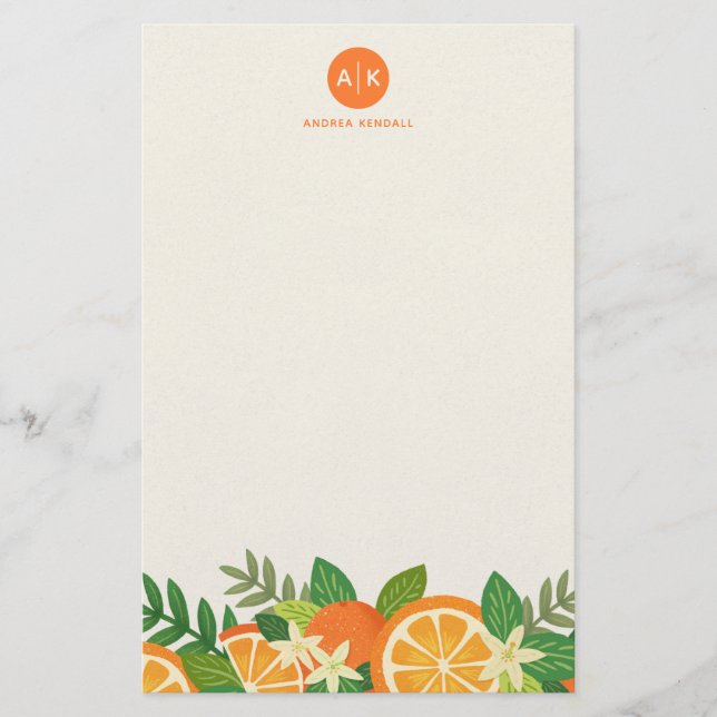 Papelería Stationery naranja Blossom (Anverso)