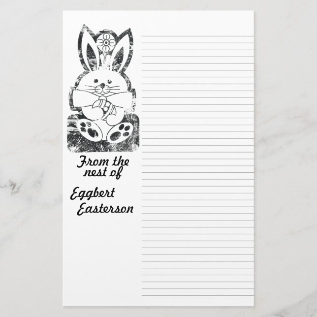 Papelería Stationery Notepaper Easter Bunny Grunge Lined (Anverso)
