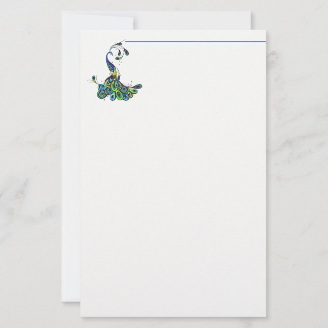 Papelería Stationery Paper-Peacock (Anverso)