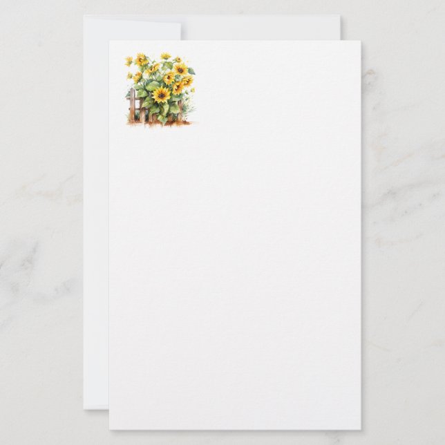 Papelería Stationery Paper-Sunflowers (Anverso)