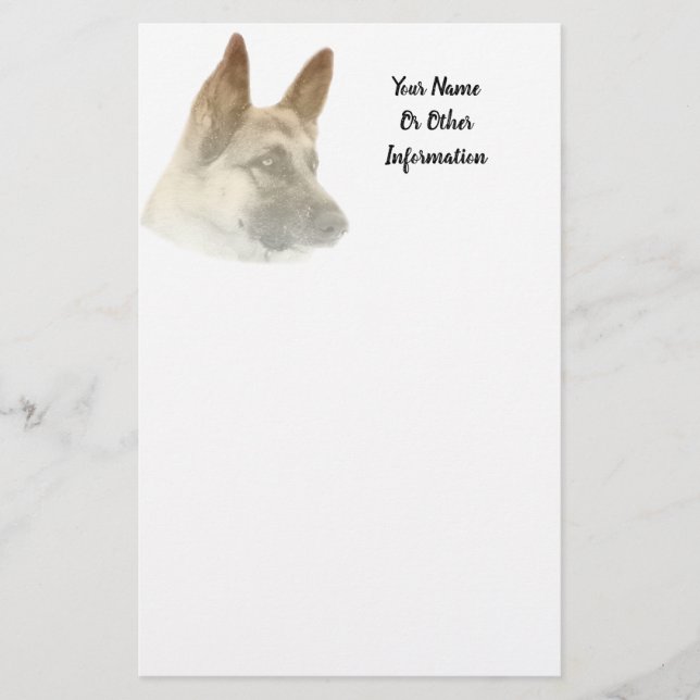 Papelería Stationery personalizada de foto de pastor alemán (Anverso)