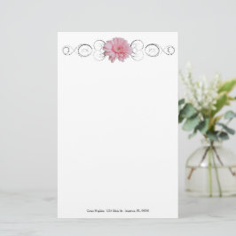 Papelería Stationery personalizada de Pink Gerber Daisy