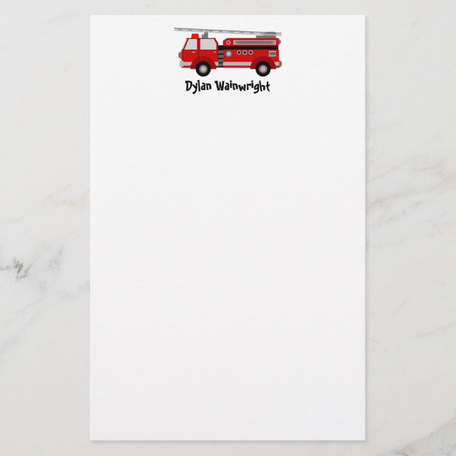 Papelería Stationery personalizada en camiones de bomberos (Anverso)