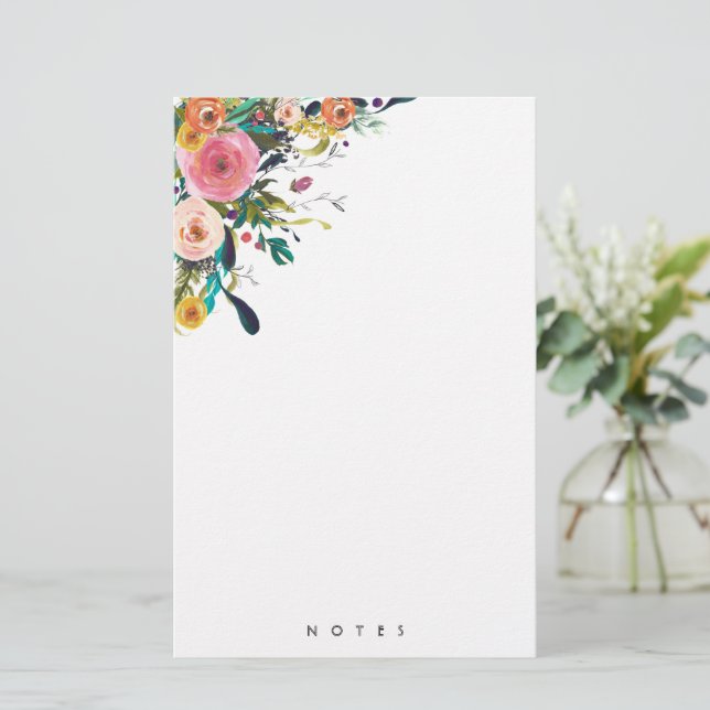 Papelería Stationery personalizada Multi Flor Floral Rosa (Anverso de pie)
