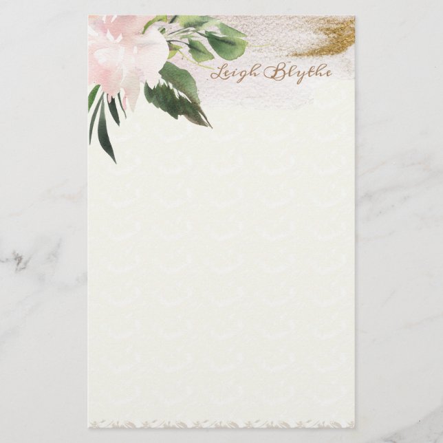 Papelería Stationery personalizada Peony Moderno Watercolor (Anverso)
