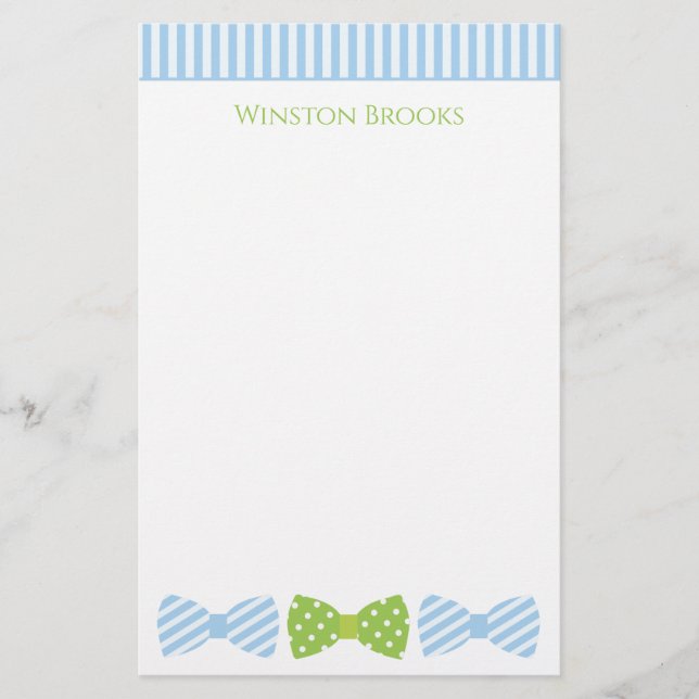 Papelería Stationery personalizada Seersucker Bow Tie (Anverso)