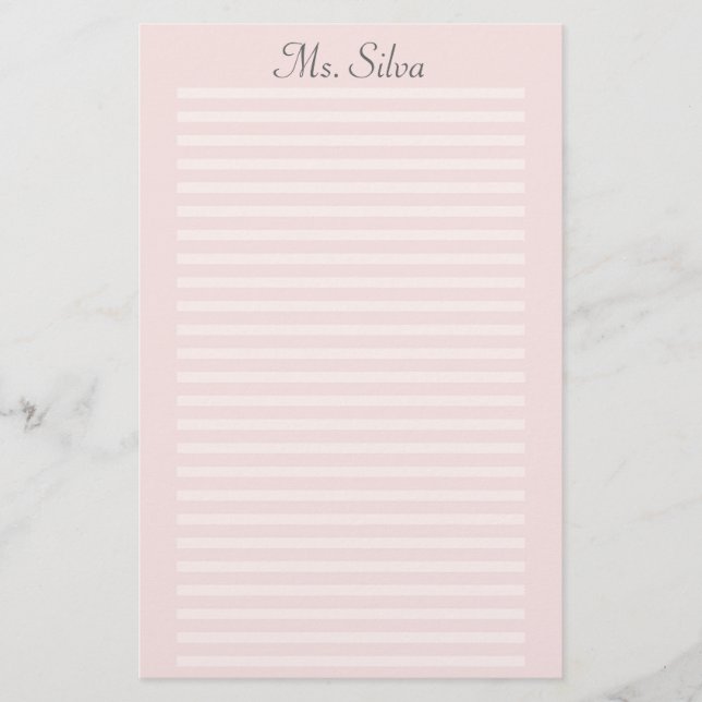 Papelería Stationery personalizada simple de Pinstripe por H (Anverso)