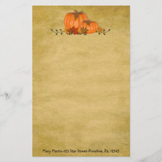 Papelería Stationery Personalizado de calabazas de otoño (Anverso)