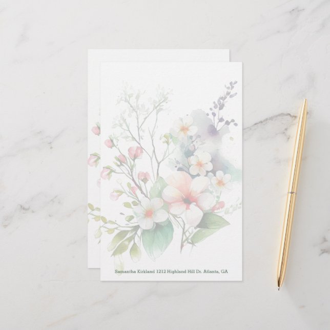 Papelería Stationery Personalizado de Flores Silvestres (Anverso/Reverso In Situ)