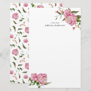 Papelería Stationery Personalizado floral de Peony Rosa