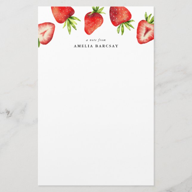 Papelería Stationery Personalizado Strawberry (Anverso)