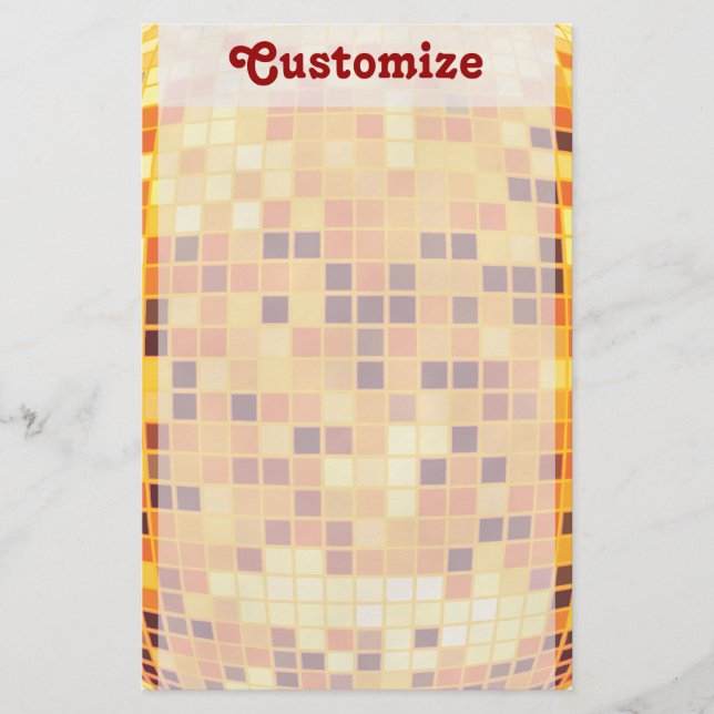 Papelería Stationery Retro Golden Disco Ball, Personalizado  (Anverso)