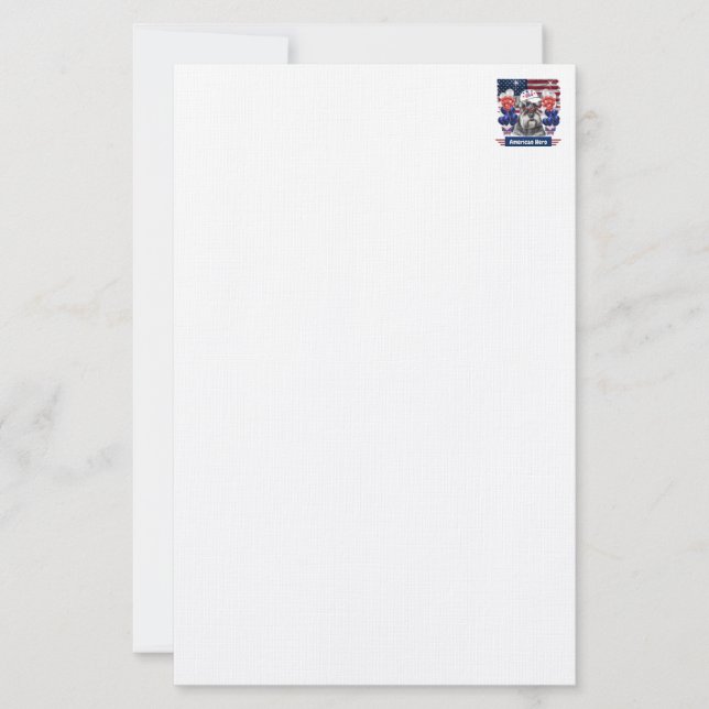 Papelería Stationery Schnauzer, héroe americano (Anverso)