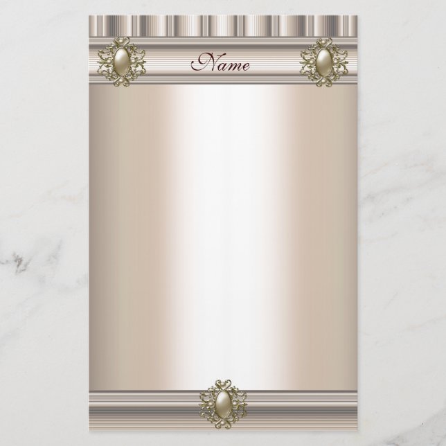 Papelería Stationery Silk beige Pearl Jewel (Anverso)