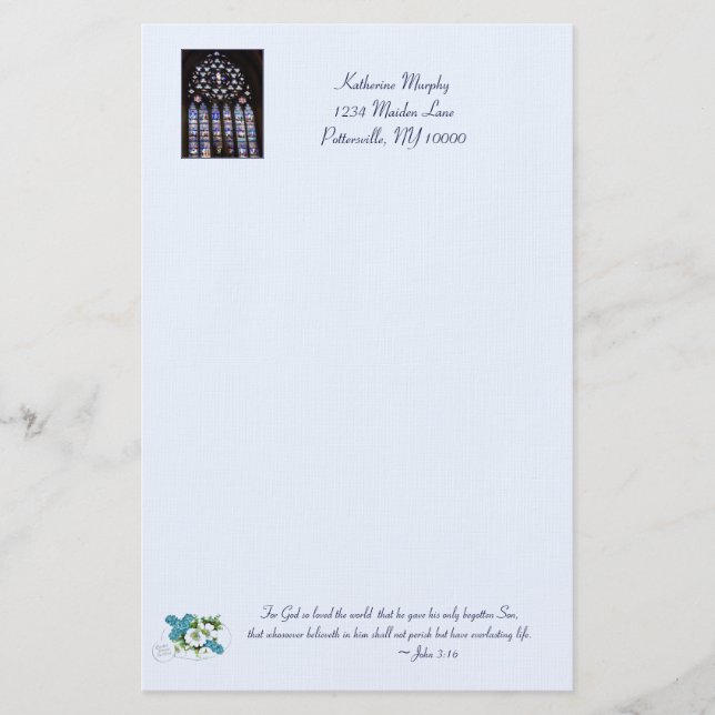 Papelería Stationery 'Vidrios de Vidrio Manchado' de Pascua (Anverso)