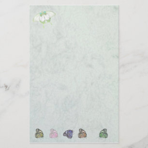 Papelería stationery white butterflies with