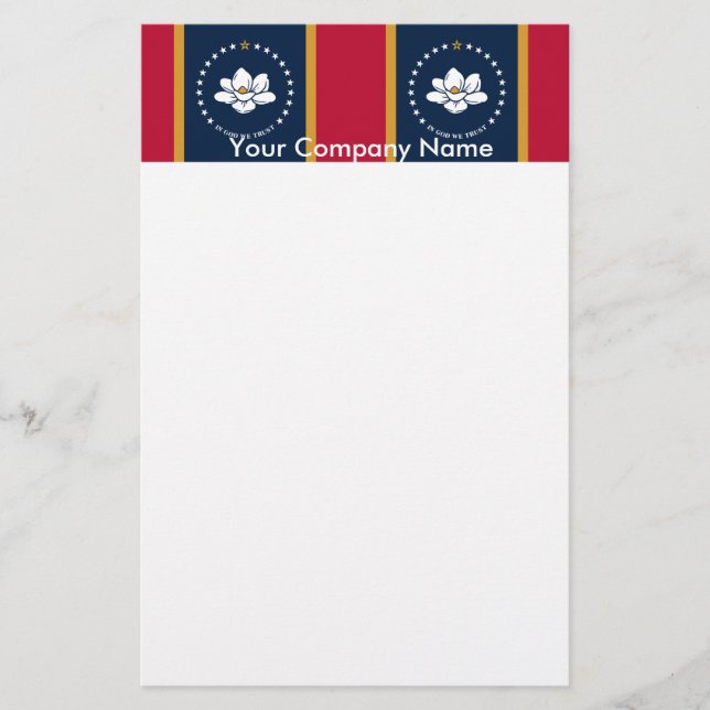 Papelería Stationery with Flag of Mississippi State, USA (Anverso)