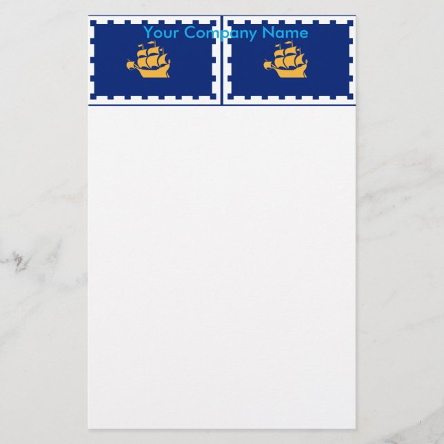 Papelería Stationery with Flag of Quebec City, Canada (Anverso)