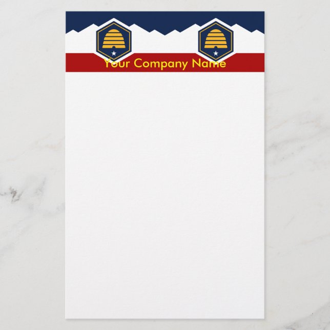 Papelería Stationery with Flag of Utah, USA (Anverso)