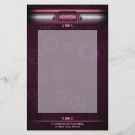 Papelería Steampunk, corazones rosados sobre engranajes, Mon