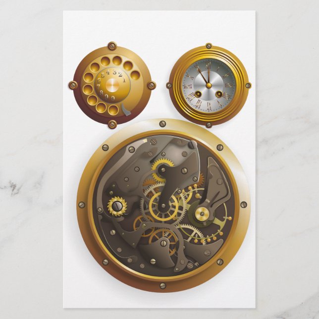 Papelería Steampunk reloj (Anverso)