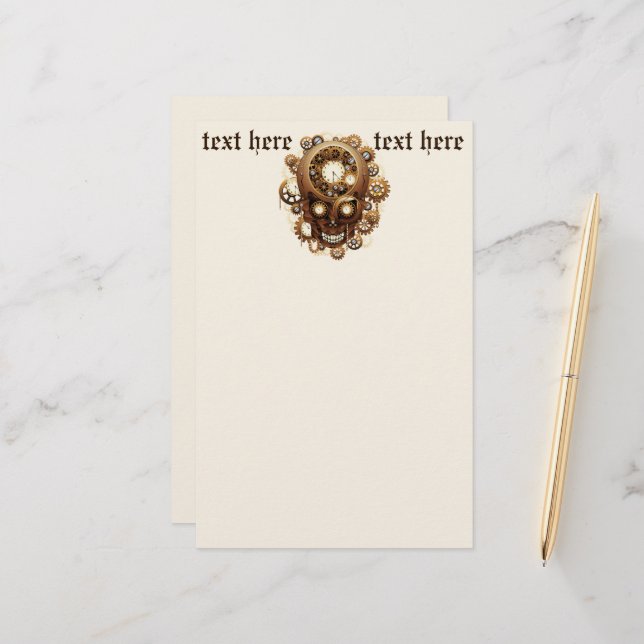 Papelería Steampunk Skull Estilo Gótico (Anverso/Reverso In Situ)