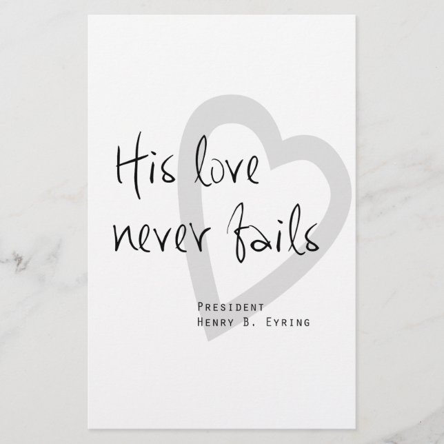 Papelería su amor nunca falla henry b eyring lds cito (Anverso)