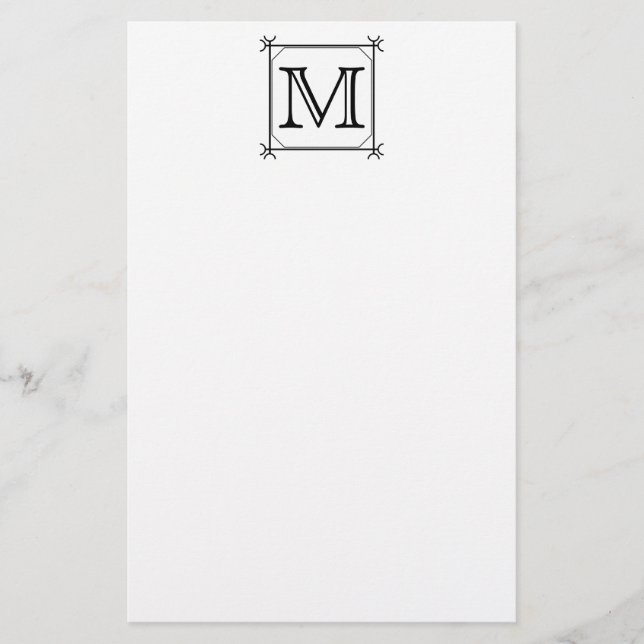 Papelería Su letra. Monograma de encargo. Blanco y negro (Anverso)