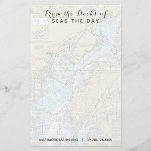 Papelería Su nombre de barco desde las cubiertas de Maryland