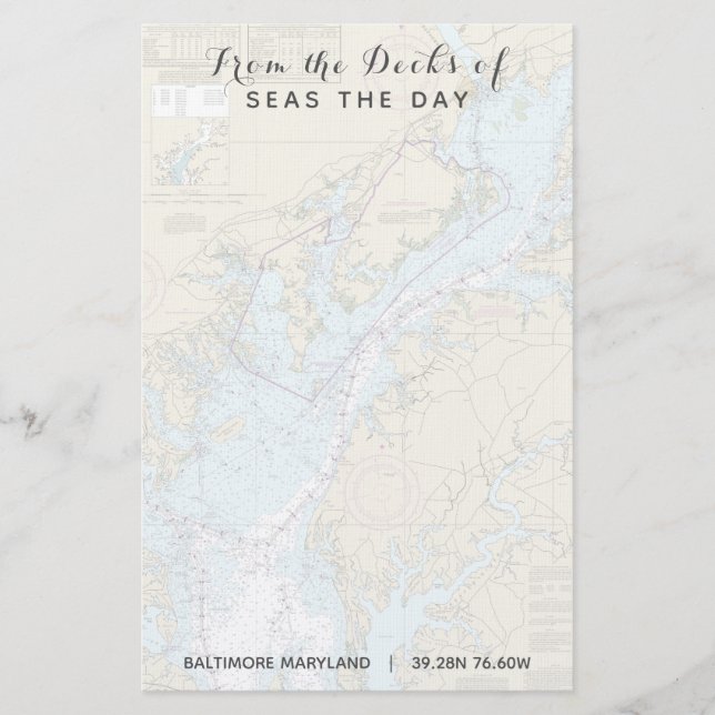 Papelería Su nombre de barco desde las cubiertas de Maryland (Anverso)