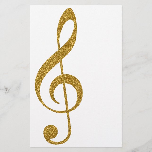 Papelería su nota musical dorada treble clef (Anverso)