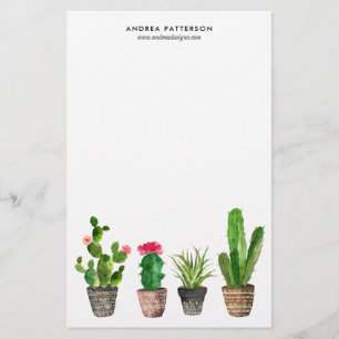 Papelería Sucultores de acuarela Boho Personalizados