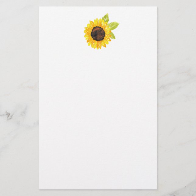 Papelería Sunflower acuarela pintada a mano (Anverso)