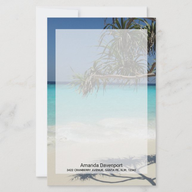 Papelería Sunny Tropical Beach Ocean Paradise (Anverso)