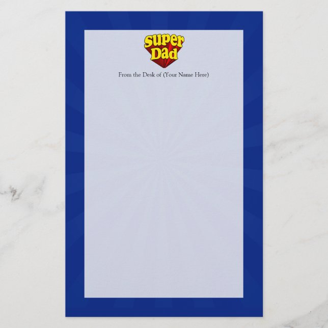 Papelería Super Papá, Día del Padre Azul/Rojo Superhéroe (Anverso)
