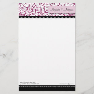 Papelería Swirly Fuschia Boutique Designer Stationery