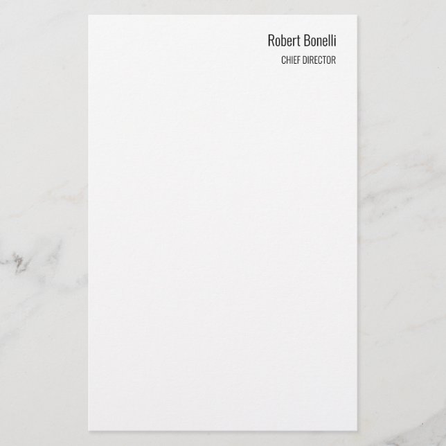 Papelería Tamaño estándar moderno blanco minimalista (Anverso)