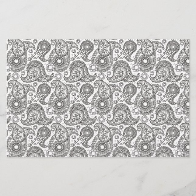 Papelería Tangerine Black Paisley (Anverso)