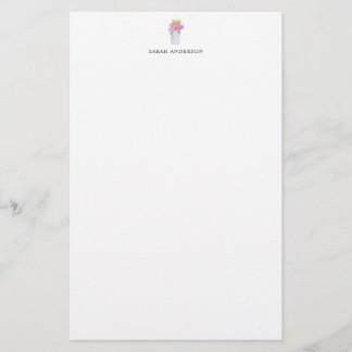 Papelería Tarros Mason Florales Rosa Acuarela Personalizados